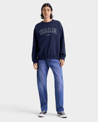 Pull à col rond Yale Ivy - Bleu marine/Blanc