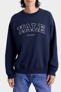 Pull à col rond Yale Ivy - Bleu Marine & Blanc