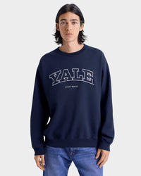 Pull à col rond Yale Ivy - Bleu marine/Blanc