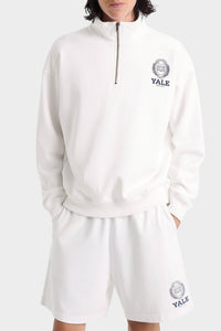 Pull zippé Yale Crest - Blanc & Bleu Marine