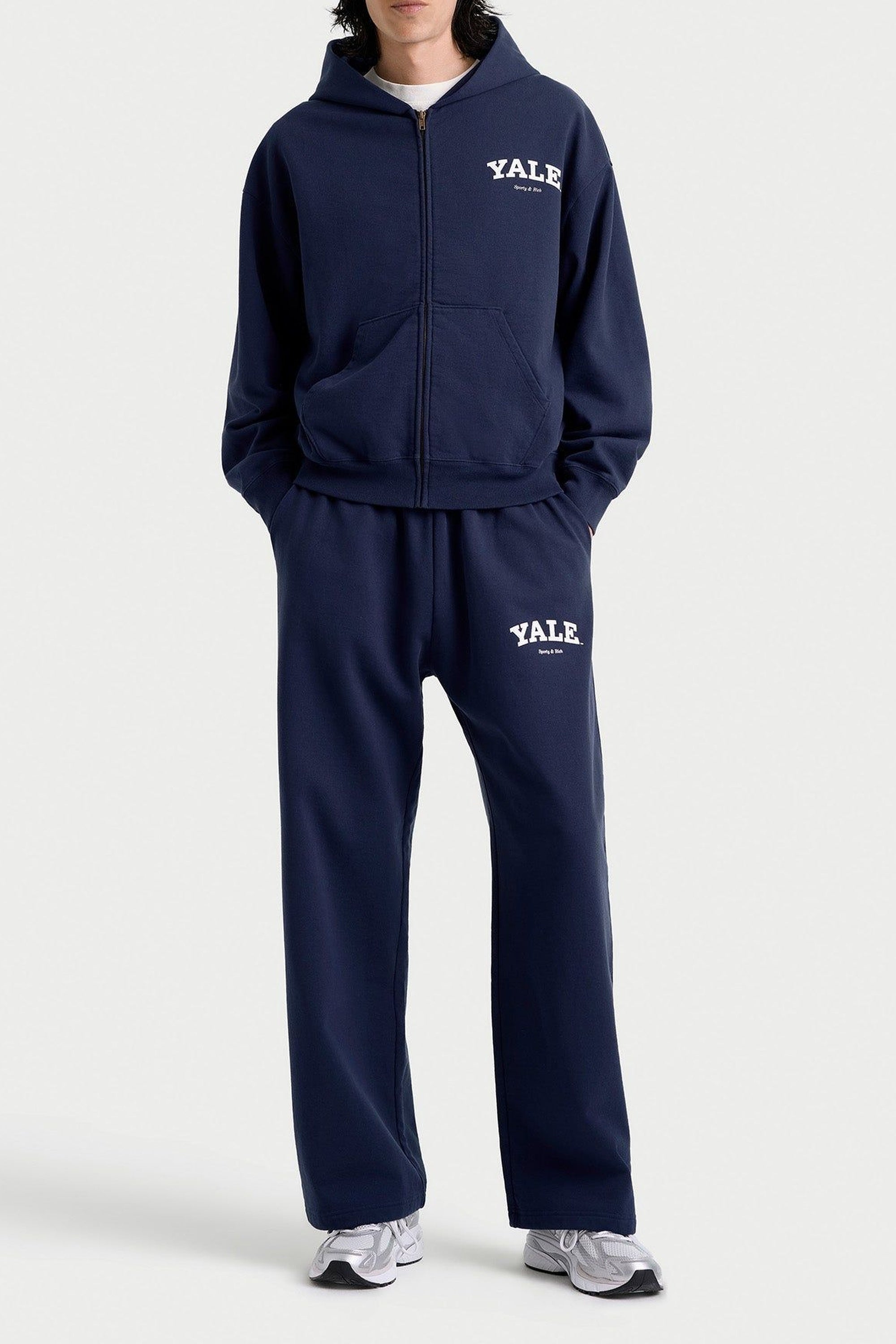 Sweatshirt zippé Yale Classic - Bleu Marine & Blanc