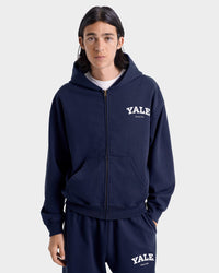 Sweat à capuche zippé Yale Classic - Bleu marine/Blanc