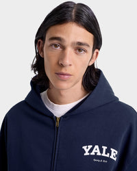 Sweat à capuche zippé Yale Classic - Bleu marine/Blanc