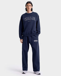 Pantalon de survêtement large Yale Classic - Bleu marine/Blanc