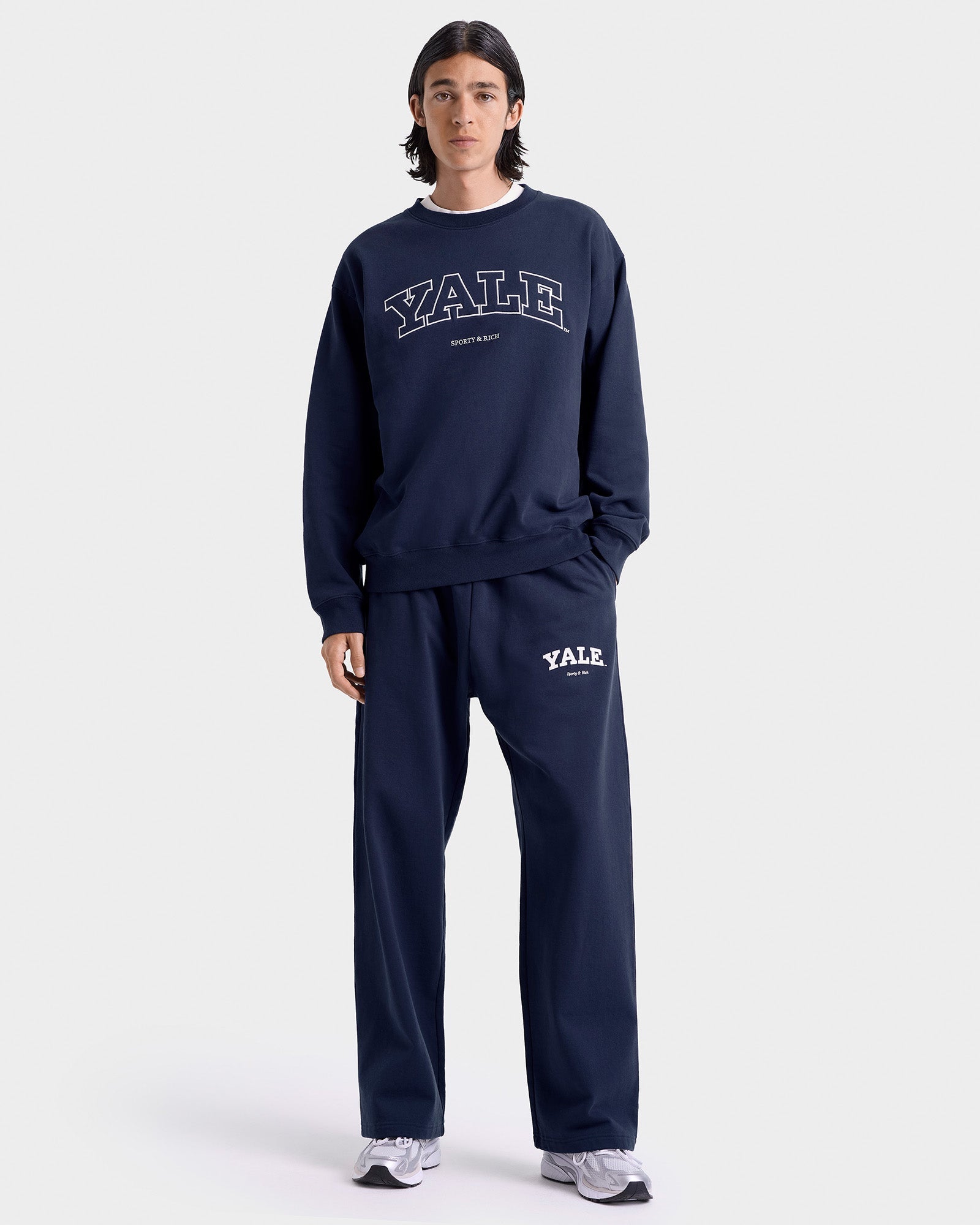 Pantalon de survêtement large Yale Classic - Bleu marine/Blanc