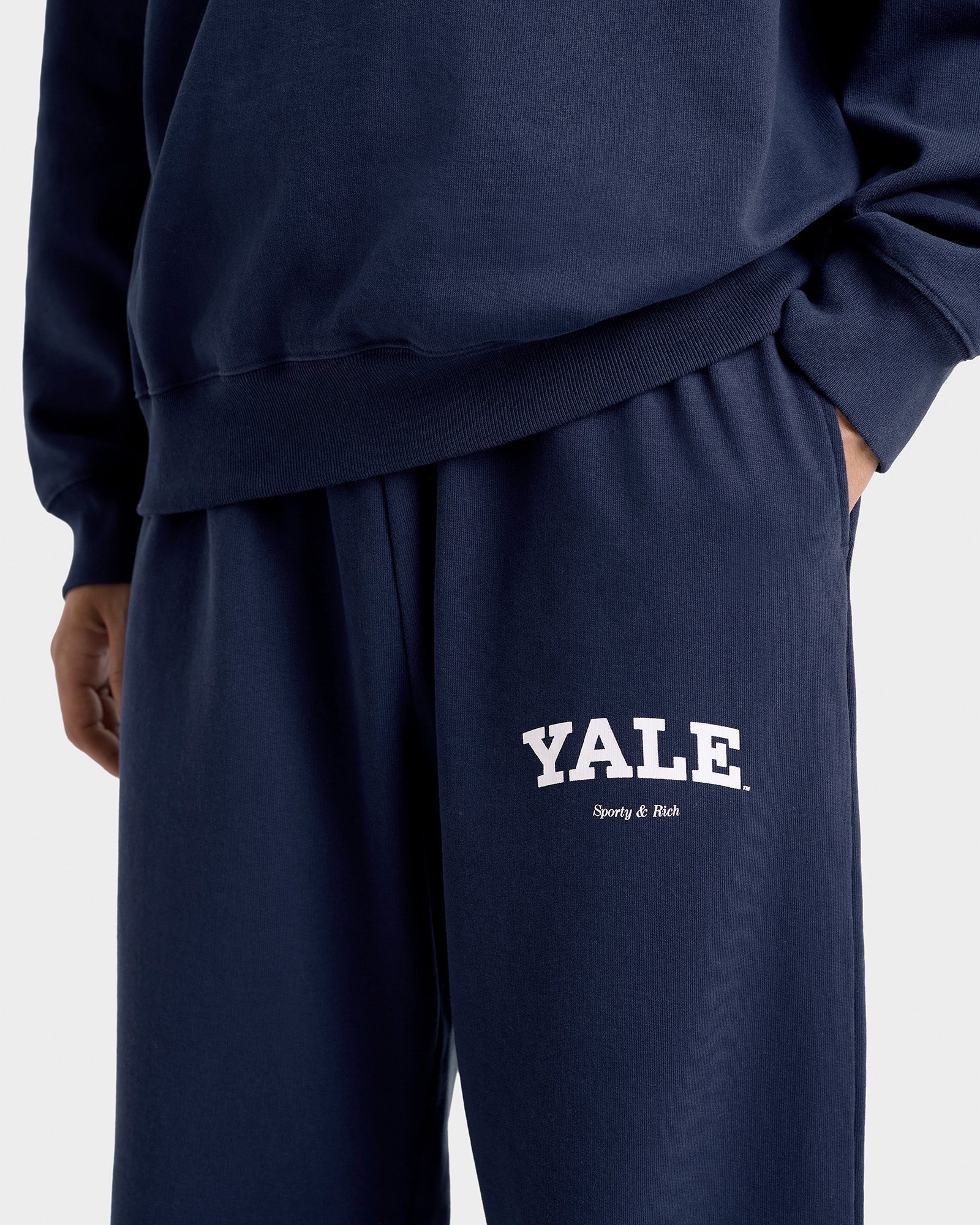 Pantalon de survêtement large Yale Classic - Bleu marine/Blanc