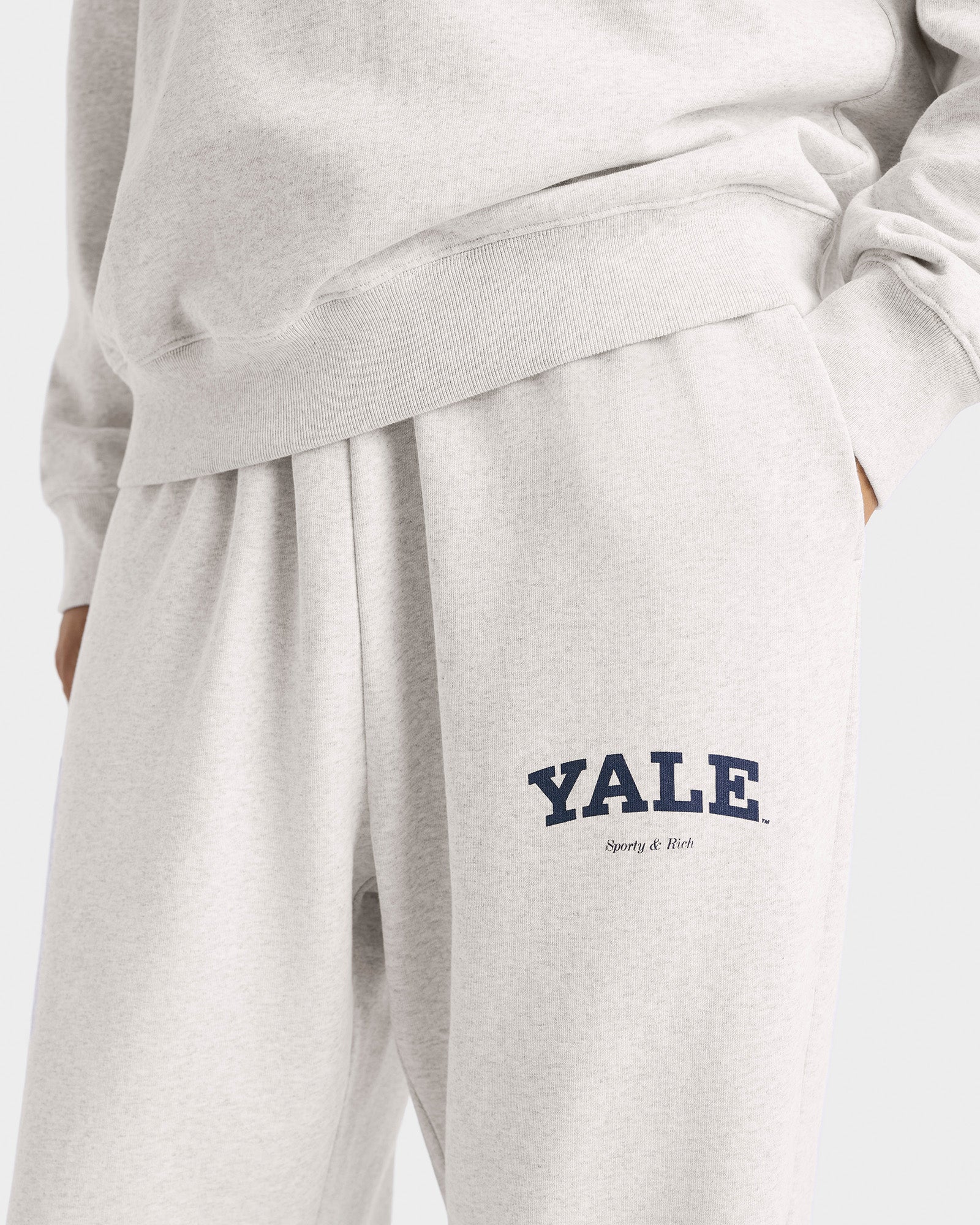 Pantalon de survêtement large Yale Classic - Gris chiné/Bleu marine