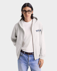 Sweat à capuche zippé Yale Classic - Gris chiné/Bleu marine