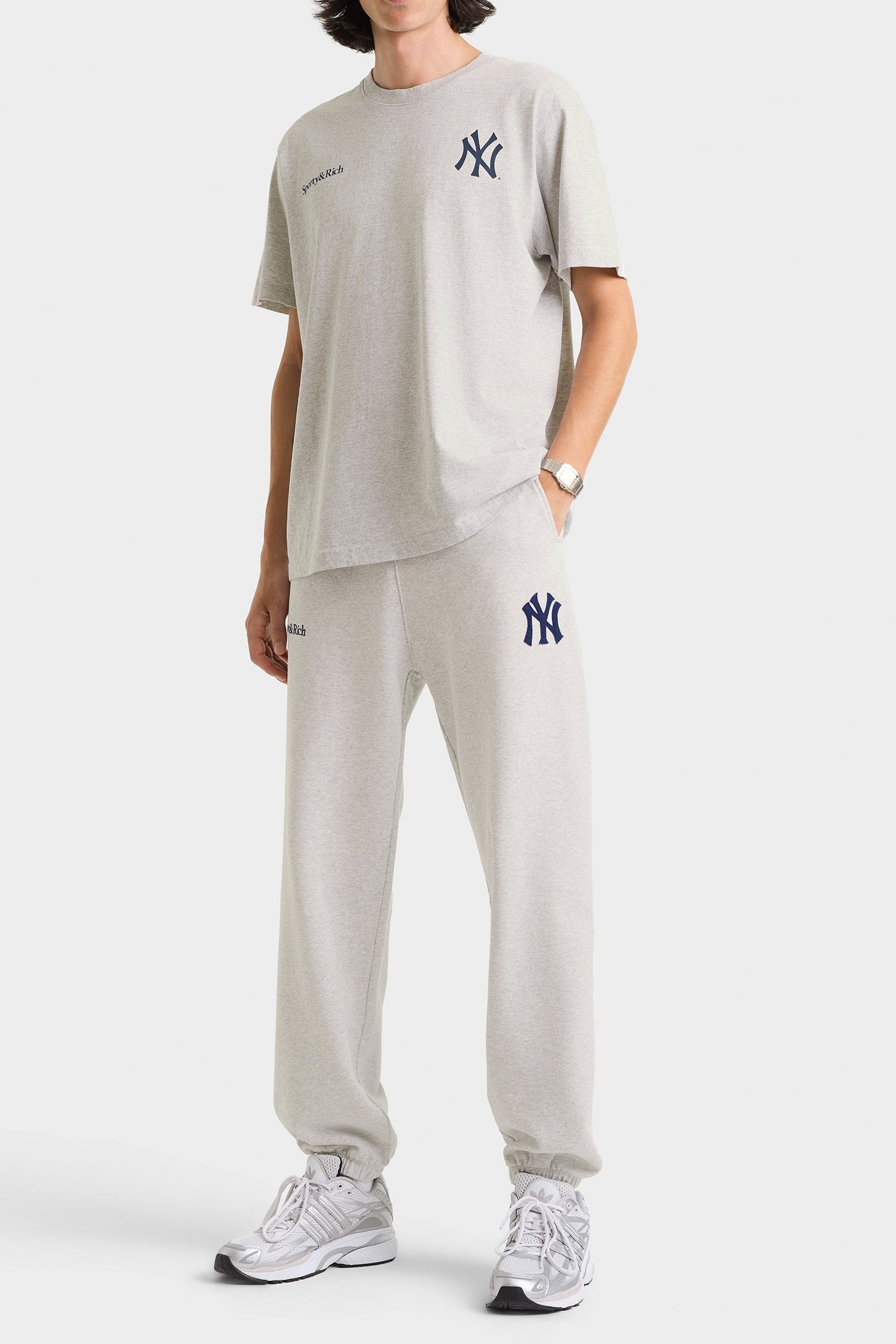 T-shirt Yankees Curve - Gris Chiné & Bleu Marine