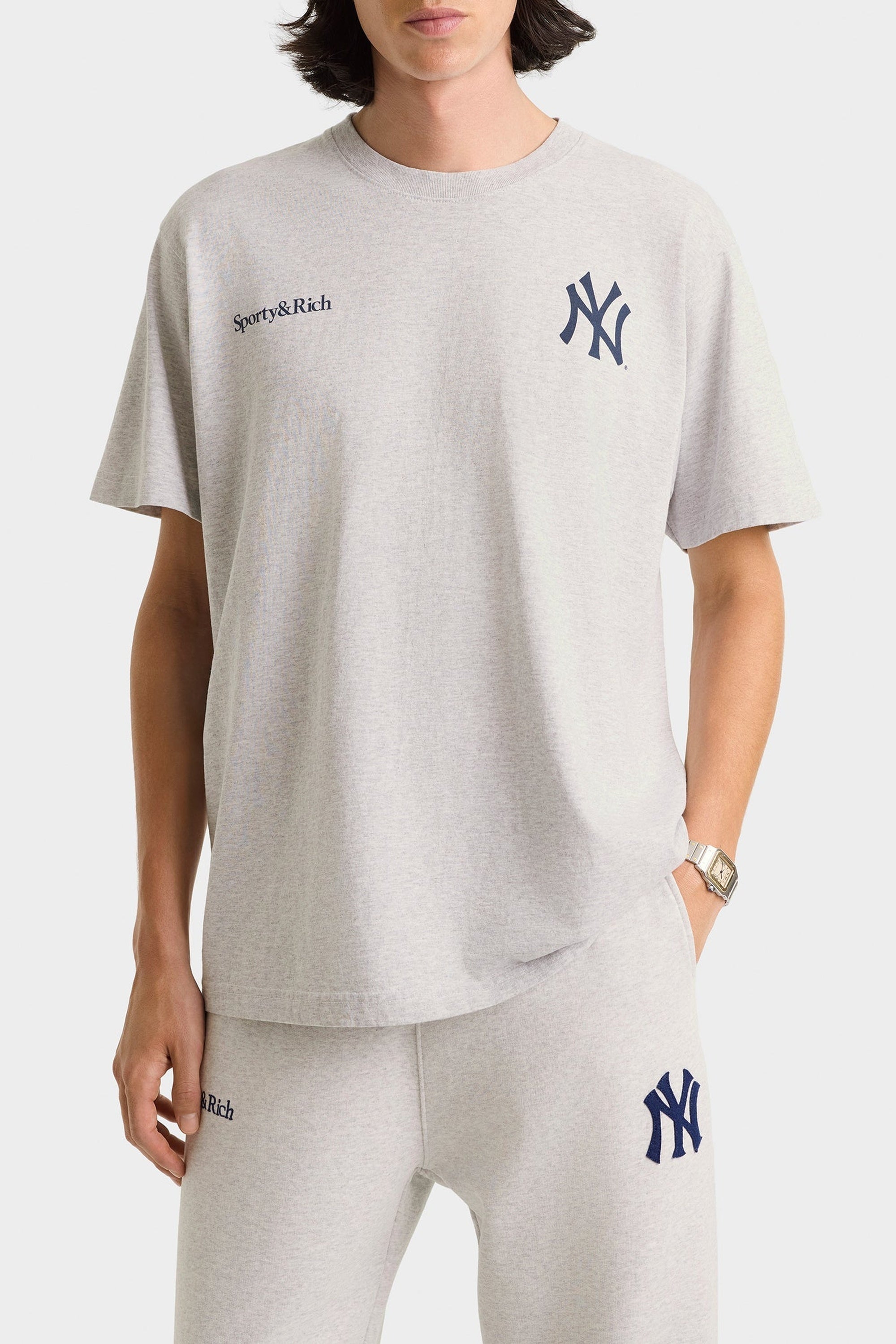 T-shirt Yankees Curve - Gris Chiné & Bleu Marine