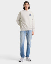 Pull à col rond Heritage Yankees Serif - Gris chiné/Bleu marine