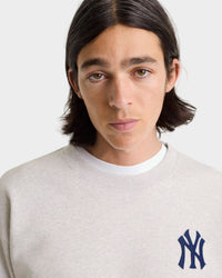 Pull à col rond Heritage Yankees Serif - Gris chiné/Bleu marine