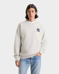 Pull à col rond Heritage Yankees Serif - Gris chiné/Bleu marine