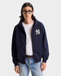 Sweat à capuche zippé Heritage Yankees Serif - Bleu marine/Blanc