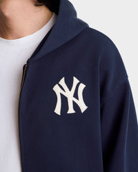 Sweat à capuche zippé Heritage Yankees Serif - Bleu marine/Blanc