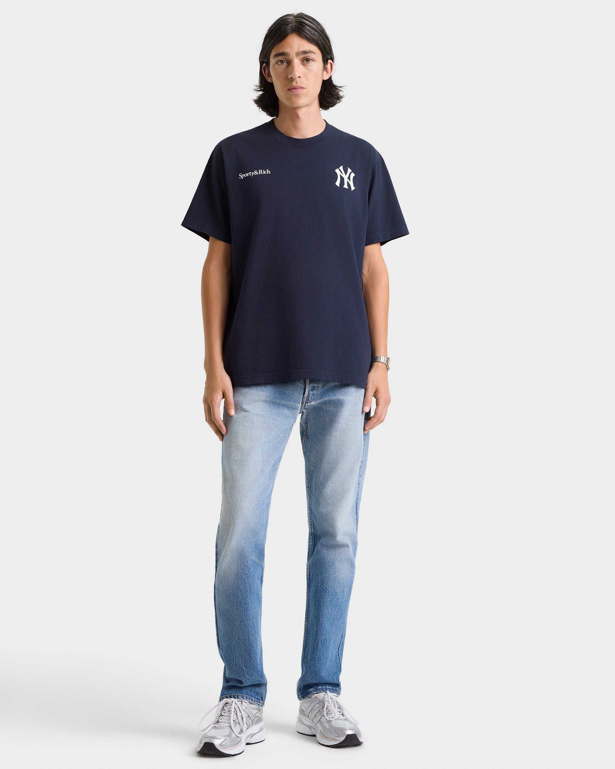 T-shirt Yankees Curve - Bleu marine/Blanc