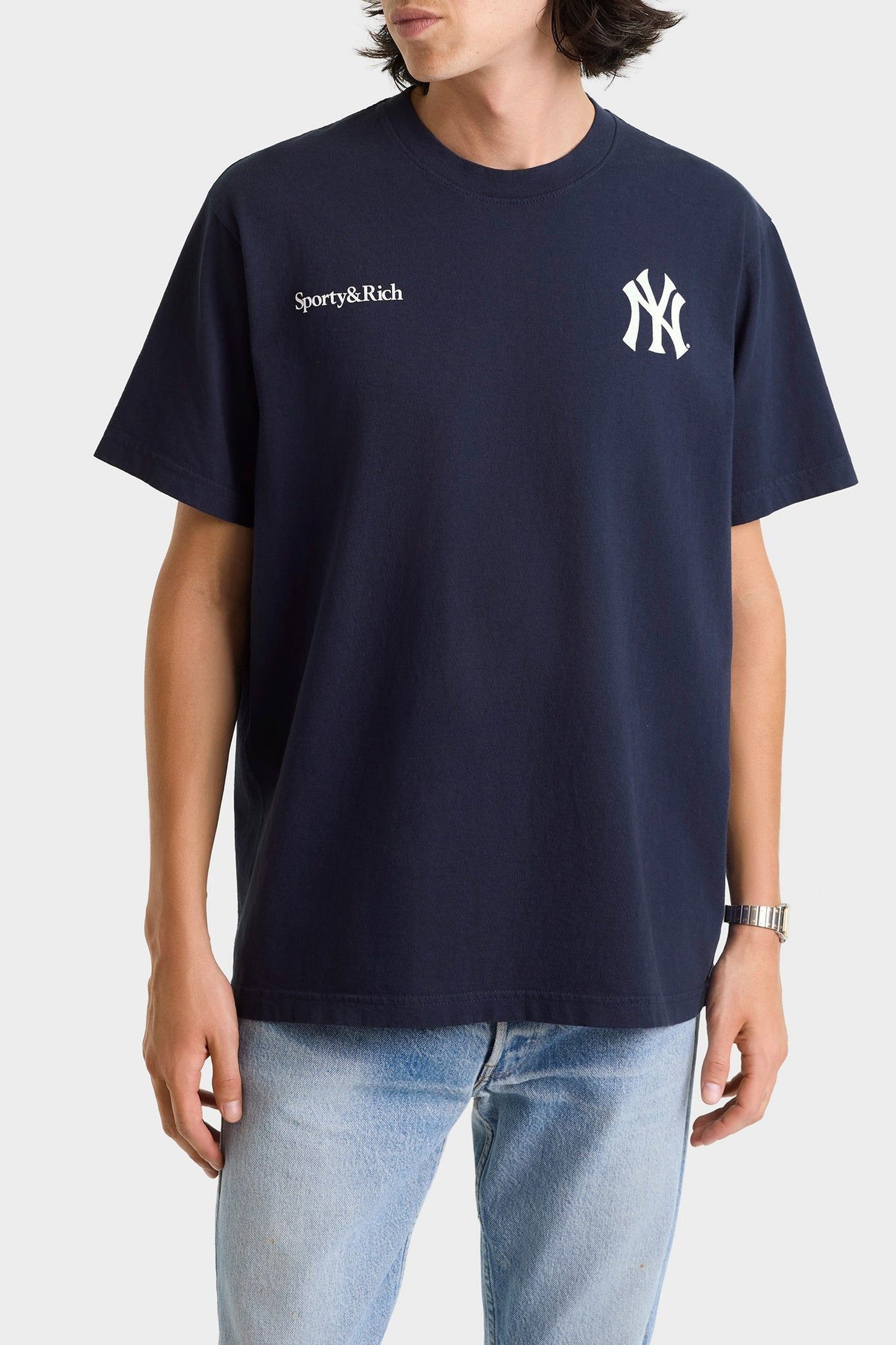 T-shirt Yankees Curve - Bleu Marine & Blanc