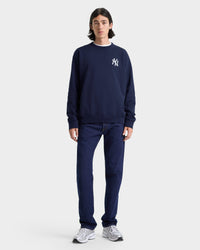 Pull à col rond Yankees Serif - Bleu marine/Blanc