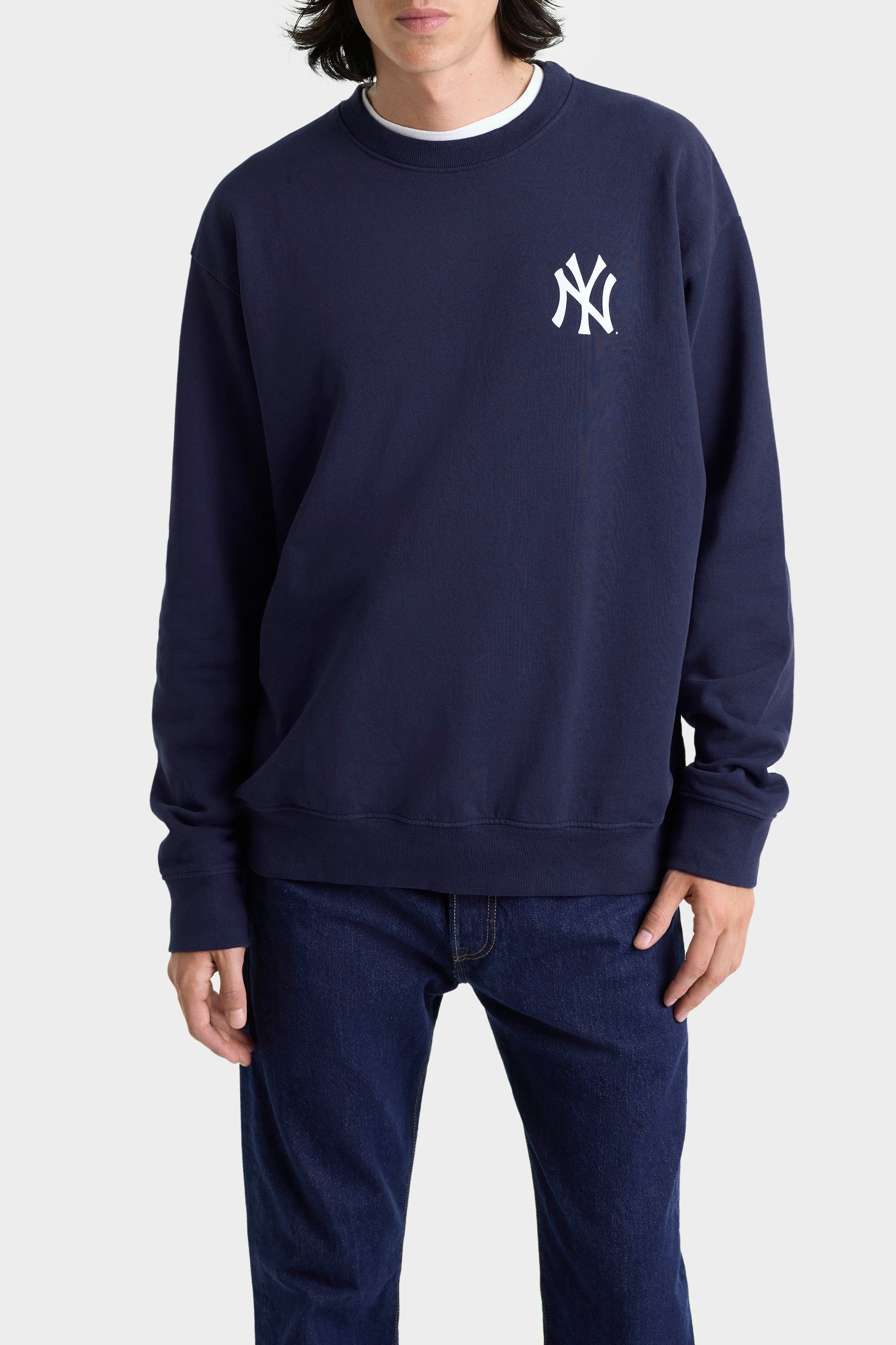 Pull à col rond Yankees Serif - Bleu Marine & Blanc