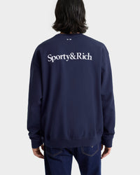 Pull à col rond Yankees Serif - Bleu marine/Blanc