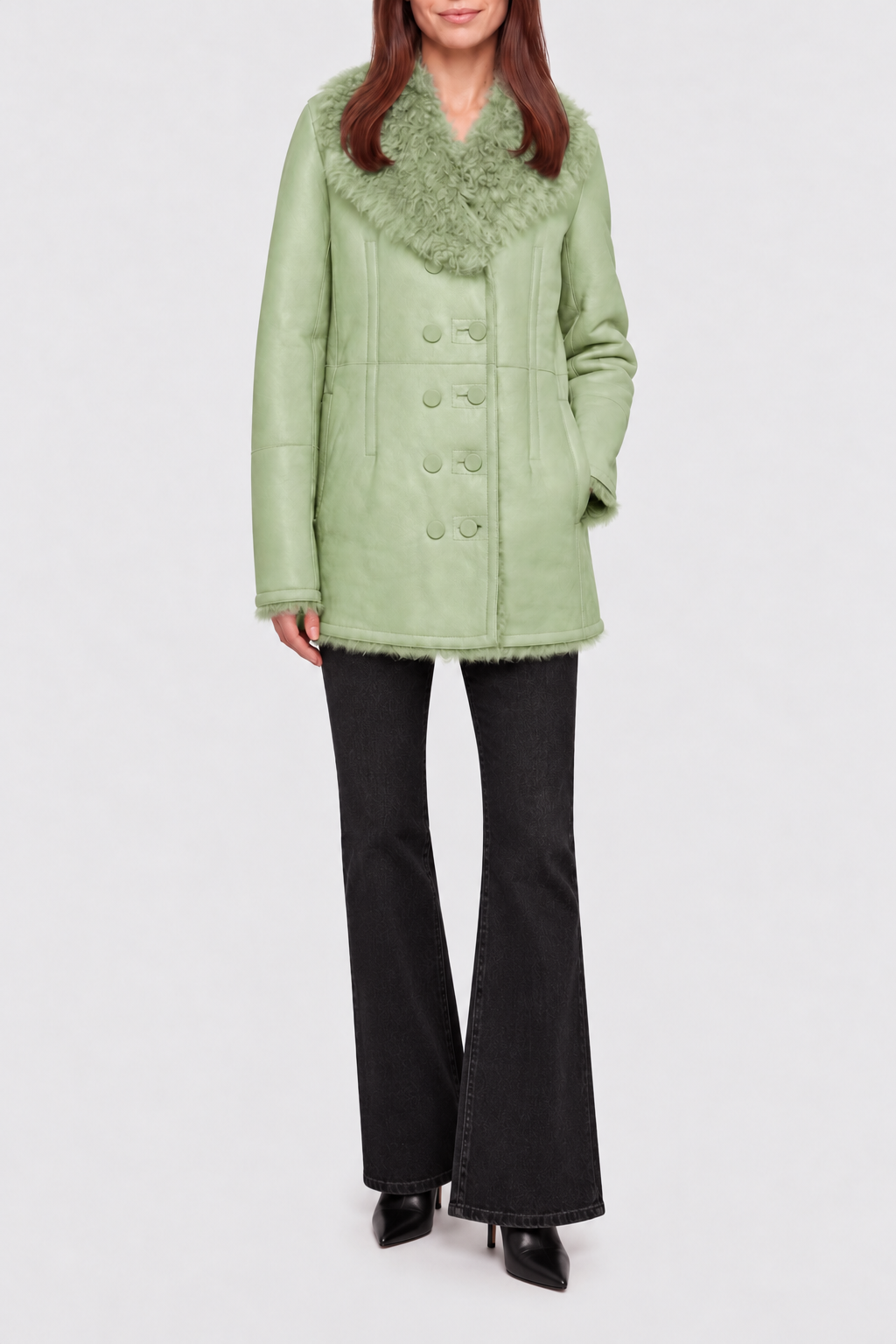 Veste en peau lainée - Almond
