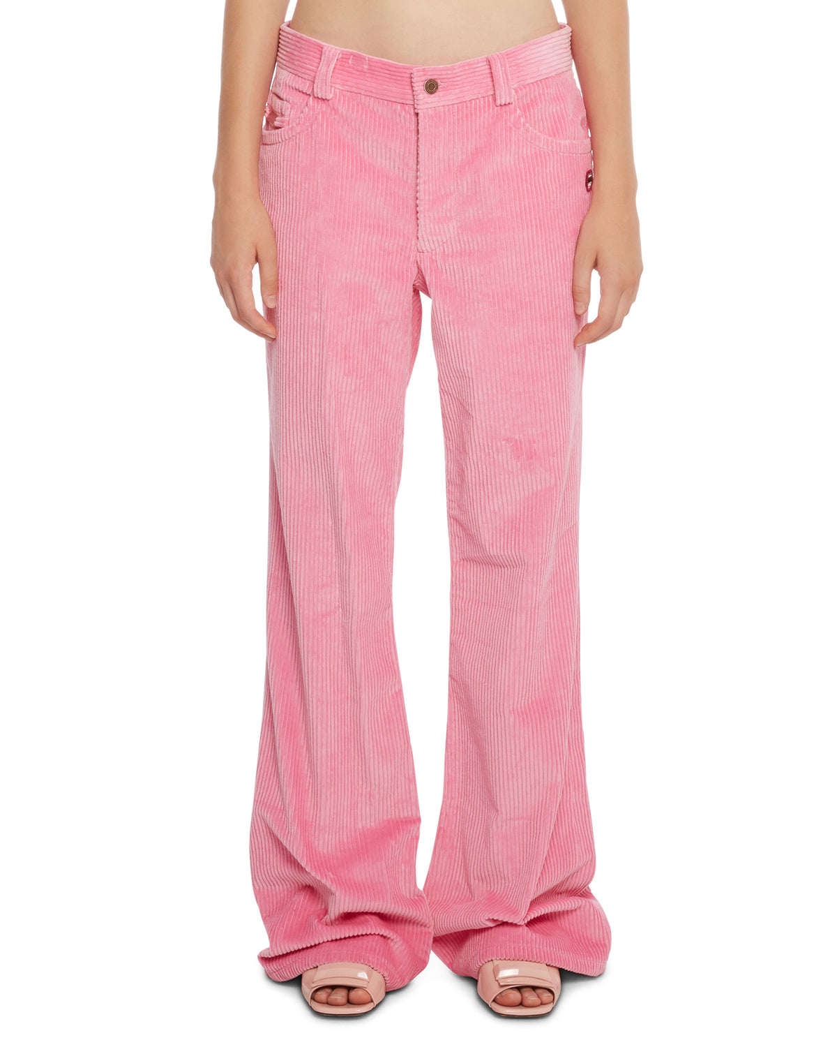 Pantalon évasé et côtelé - Pink