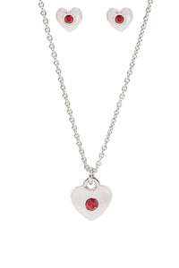 Parure Coeur avec strass en laiton - Silver & Siam