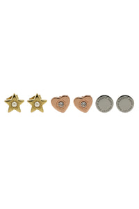 Set de trois boucles d'oreilles en laiton - Multicolor