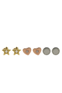 Lot de trois boucles d'oreilles en laiton - Multicolor