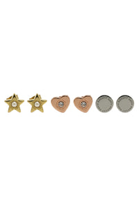 Set de trois boucles d'oreilles en laiton - Multicolor
