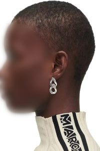 Monogram link earrings in brass - Light Antique Silver