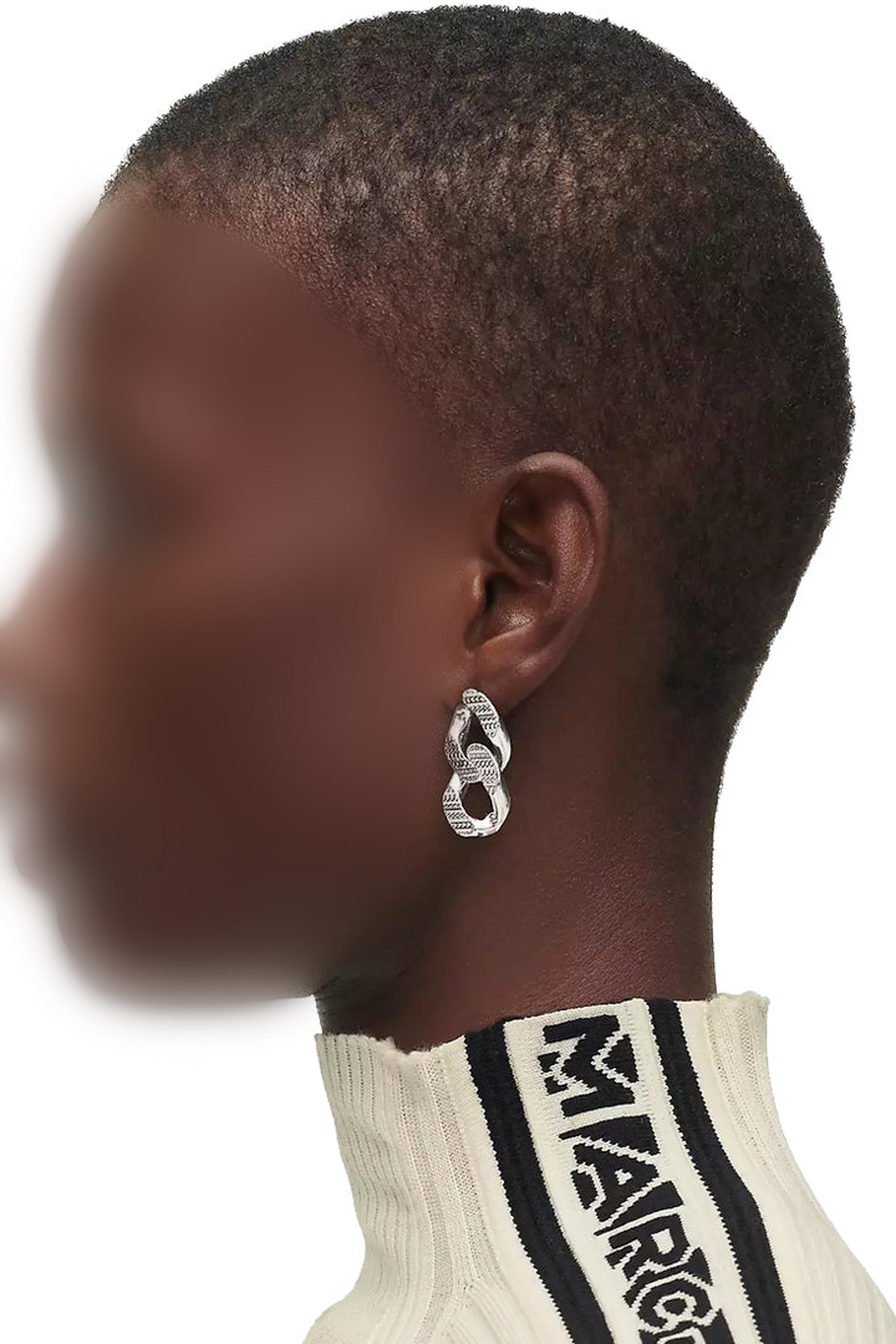 Monogram link earrings in brass - Light Antique Silver