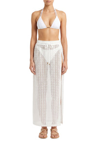 Jupe longue Mendi en dentelle - White