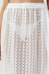 Jupe longue Mendi en dentelle - White