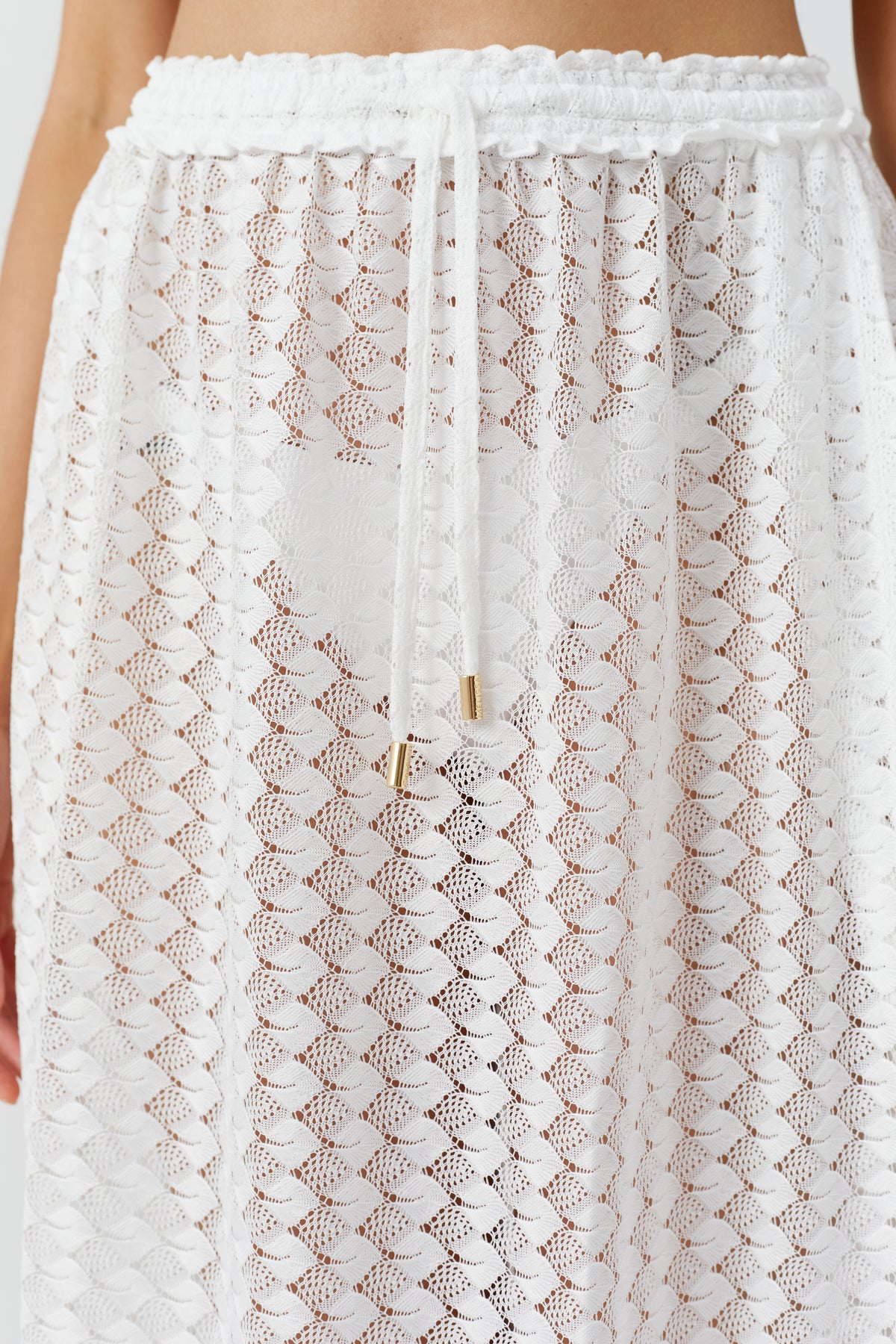 Jupe longue Mendi en dentelle - White