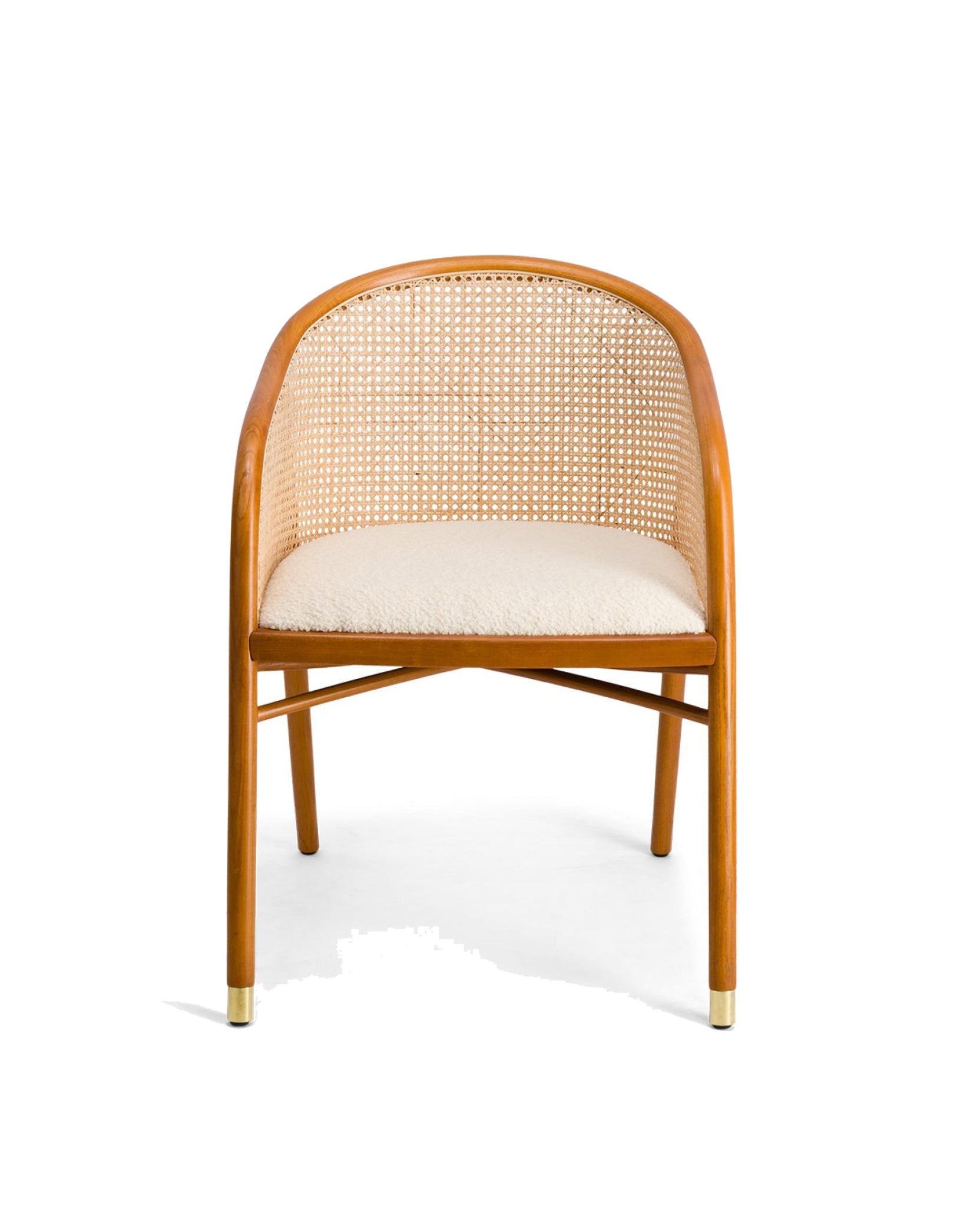 Fauteuil Cavallo en bois et cannage - Blanc crème