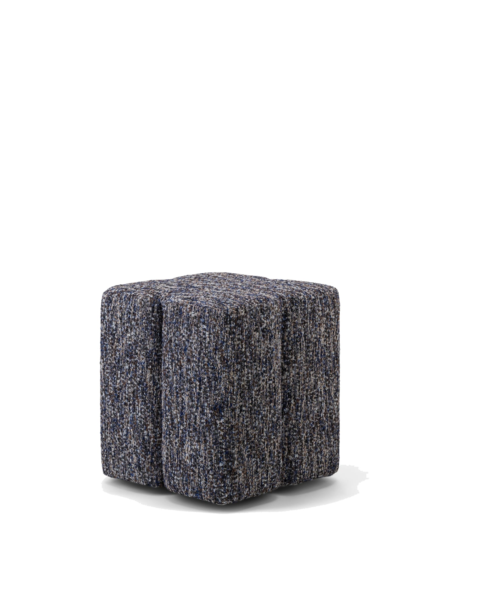 Pouf Fiori effet tweed - Bleu