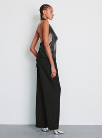Metallic Halter Blouse - Black