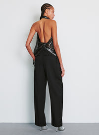 Metallic Halter Blouse - Black