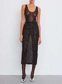 Metallic Lace Skirt - Black / Silver