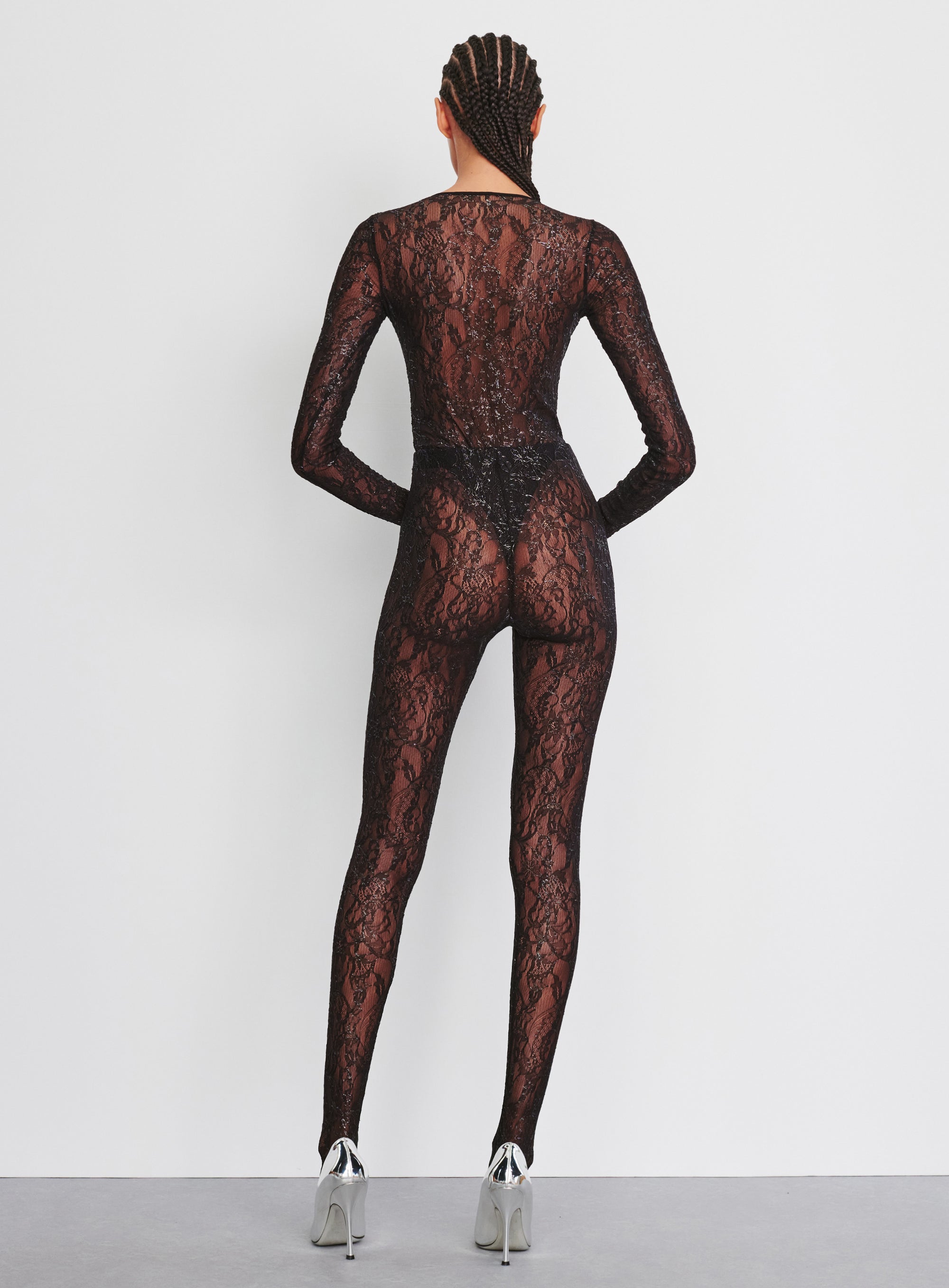 Metallic Lace Tight - Black / Silver