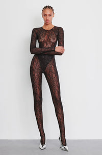 Metallic Lace Tight - Black / Silver