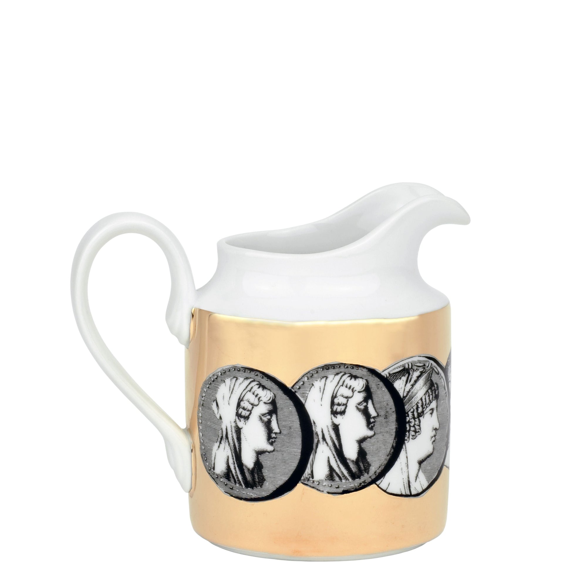 Cammei porcelain milk jug - Gold & Black & White