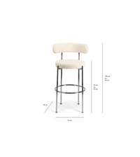 Chaise de bar Libera en laine bouclée - Blanc crème