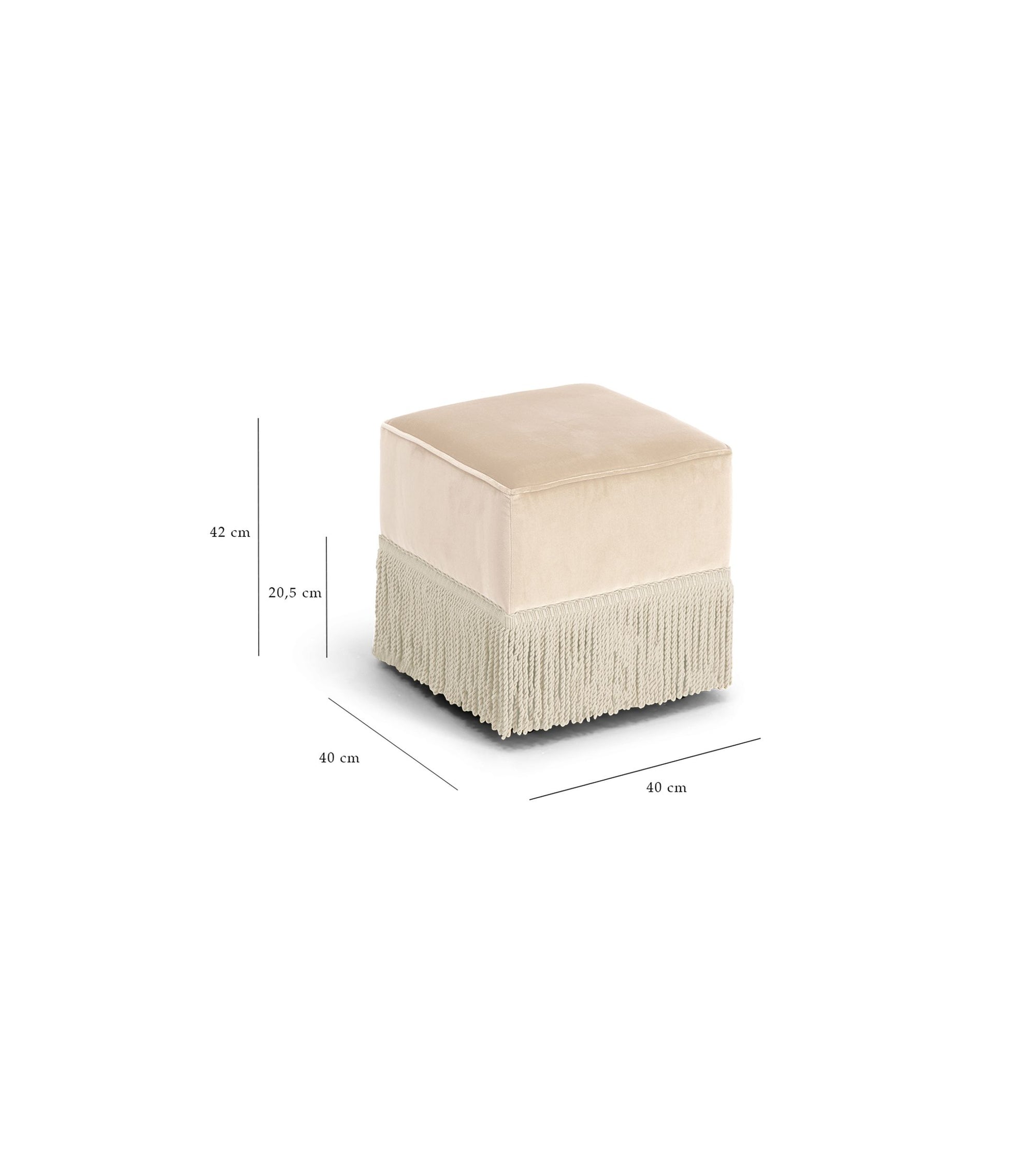 Pouf Nonna en velours - Beige