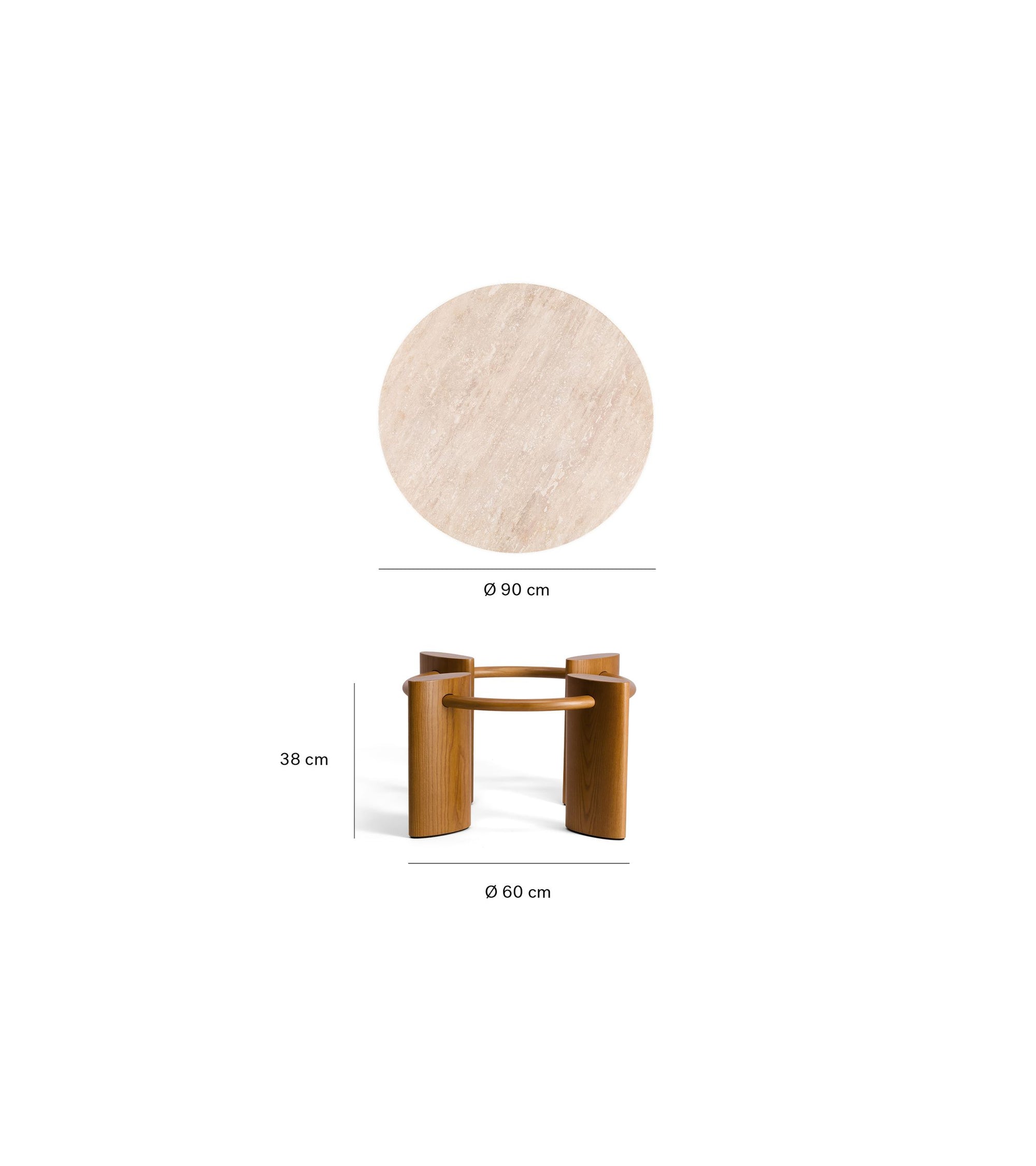 Table basse ronde Carlotta en bois et verre - Vert