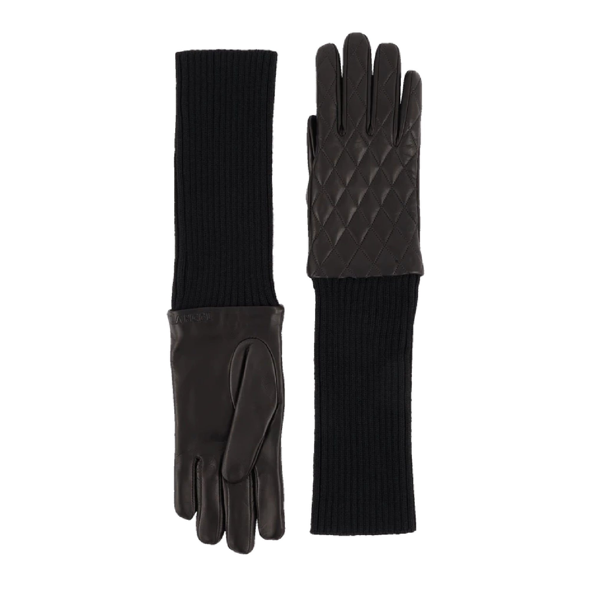 Gants matelassés en cuir matelassé - Noir