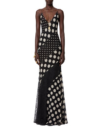 Mermaid dress with silk panels - Black & White