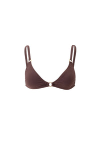 Montenegro textured triangle bikini top - Brown Ribbed
