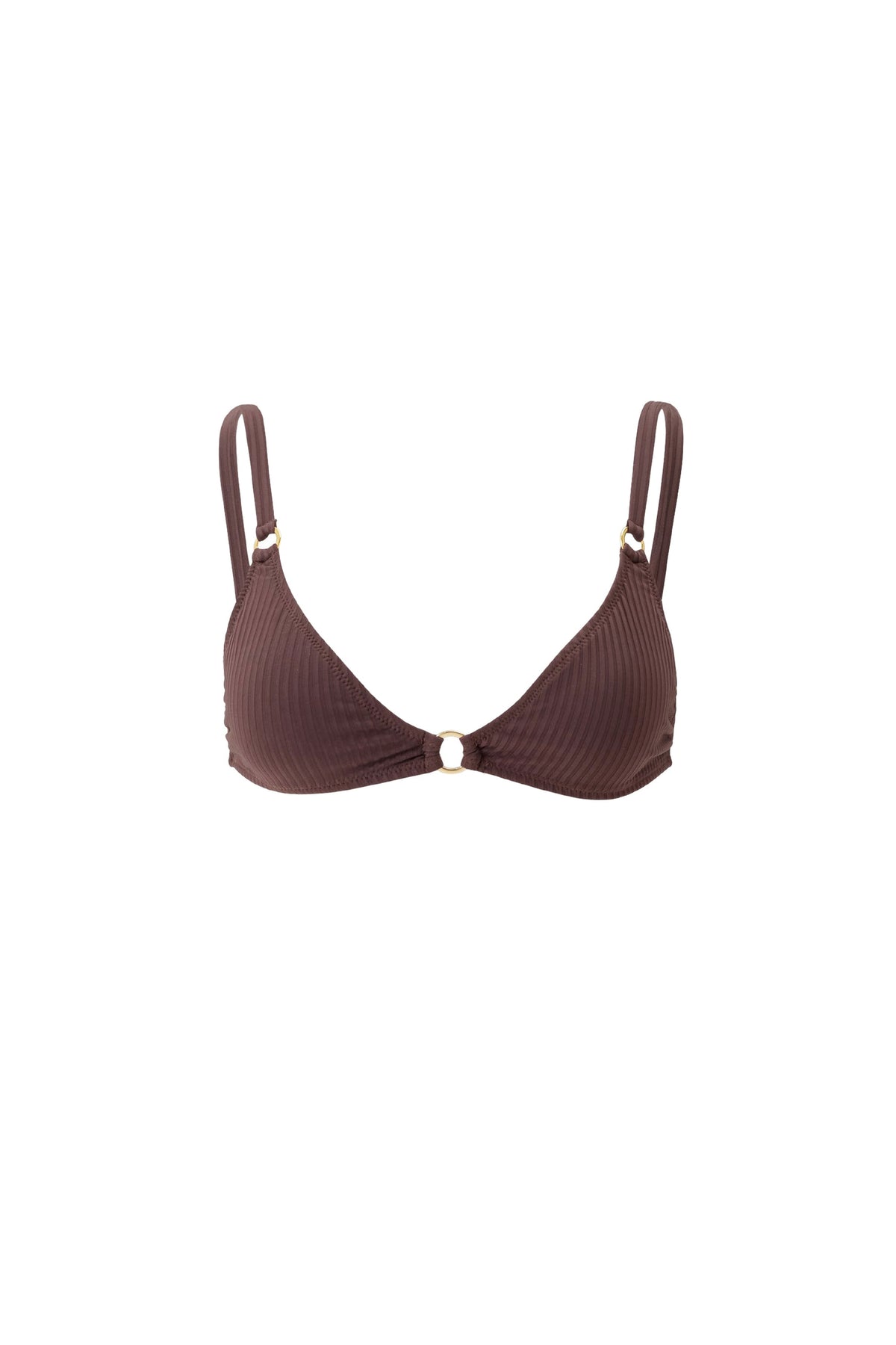 Montenegro textured triangle bikini top - Brown Ribbed